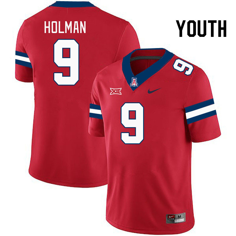 Youth #9 Jackson Holman Arizona Wildcats Big 12 Conference College Football Jerseys Stitched-Red